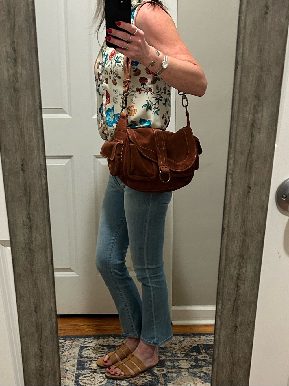 Free People Wylie Suede Saddle Shoulder Crossbody Bag in Rust - Picture 5 of 16